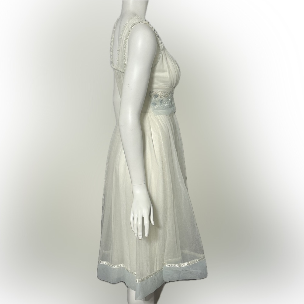 GOTHAM GOLD STRIPE Vintage Nightgown Robe Set Chiffon & Nylon White & Blue 32/S - Picture 5 of 16